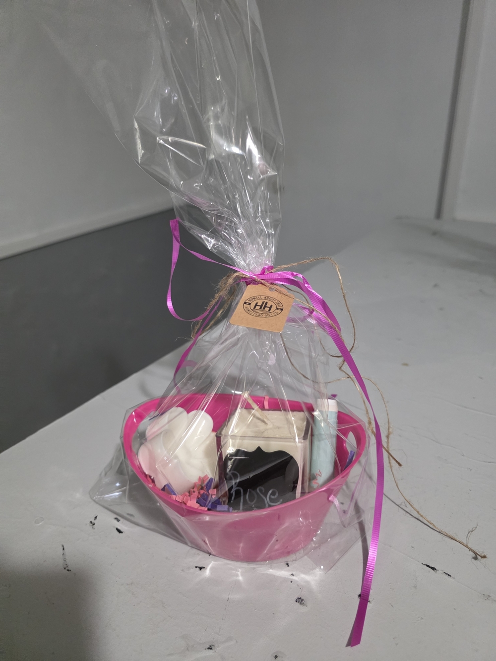 Pink Gift Basket with Assorted Soaps